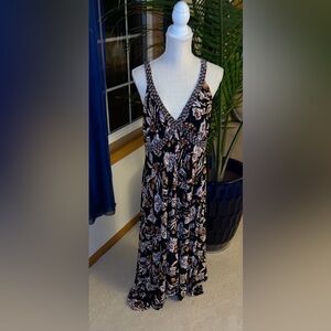INC International Concepts Black Floral Midi Dress